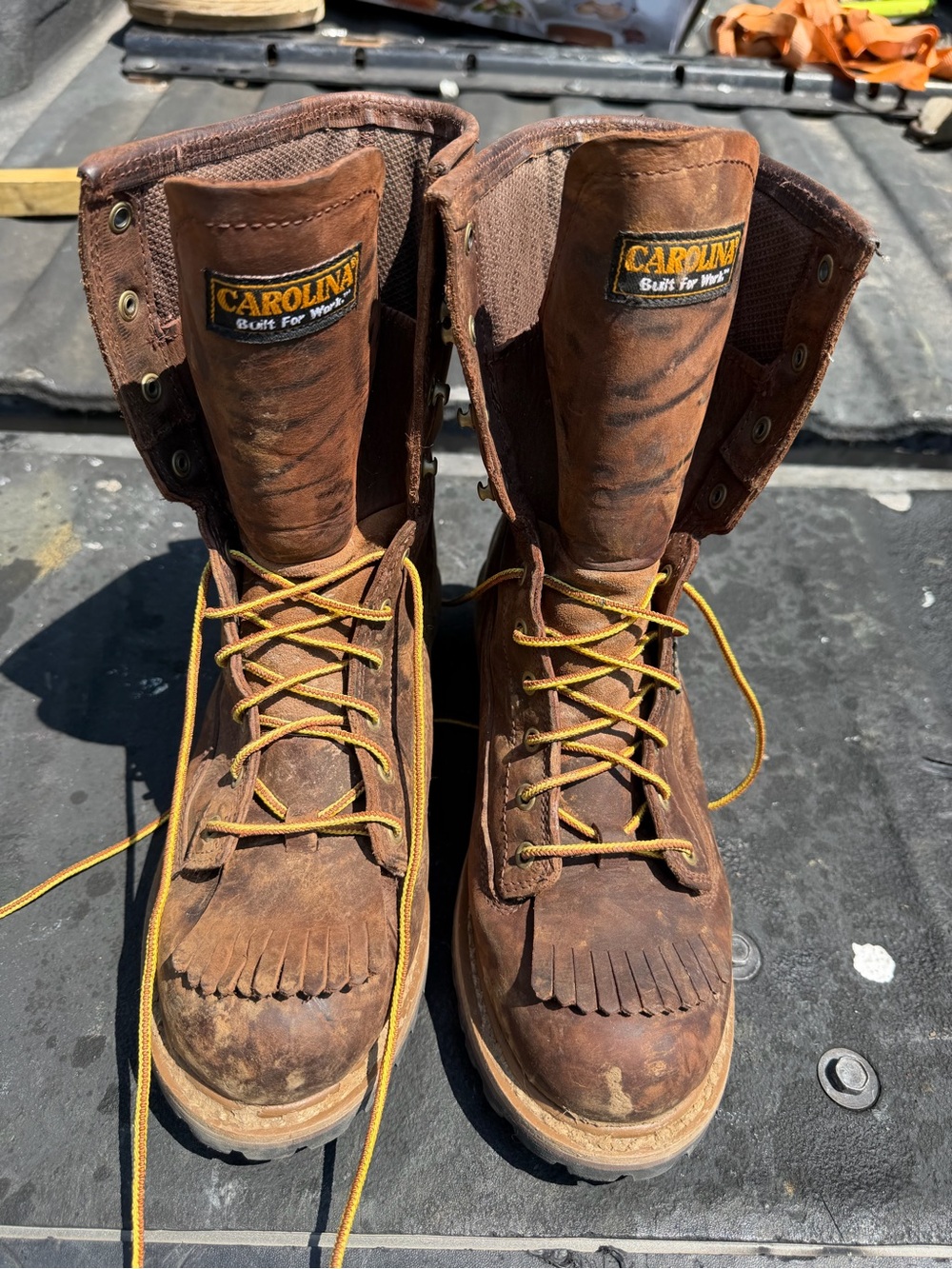 Carolina Men’s Brown Leather Work Boots - Rugged Lace-Up Moc Toe